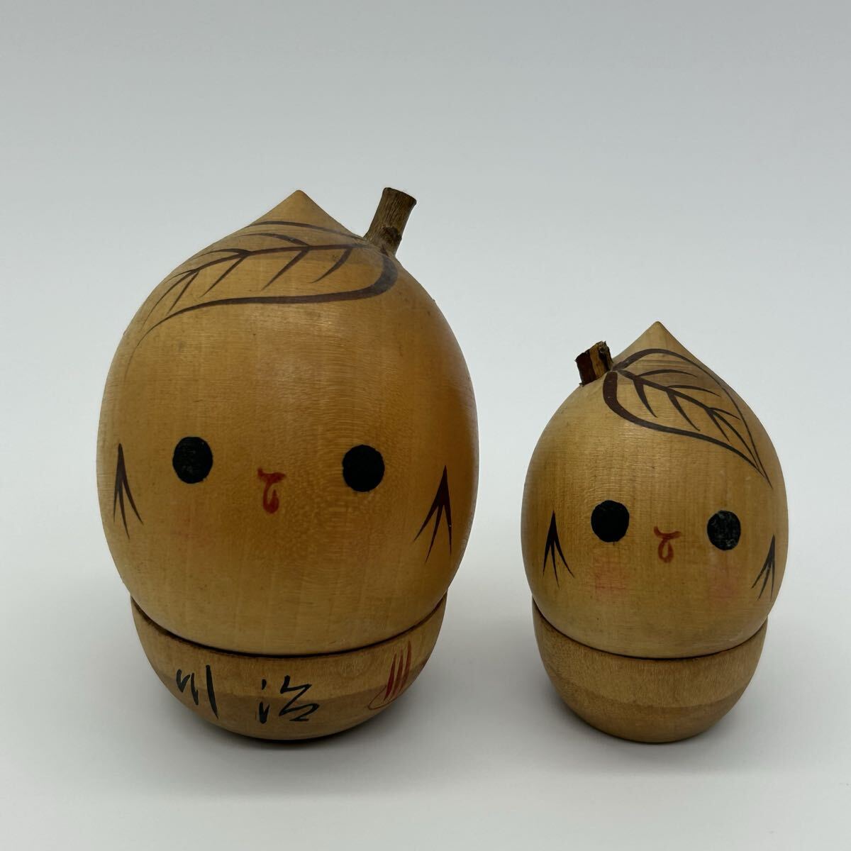 川治 親子 こけし 創作こけし 郷土玩具 民芸品 小芥子 2個セット 置物 エ4-5拍卖