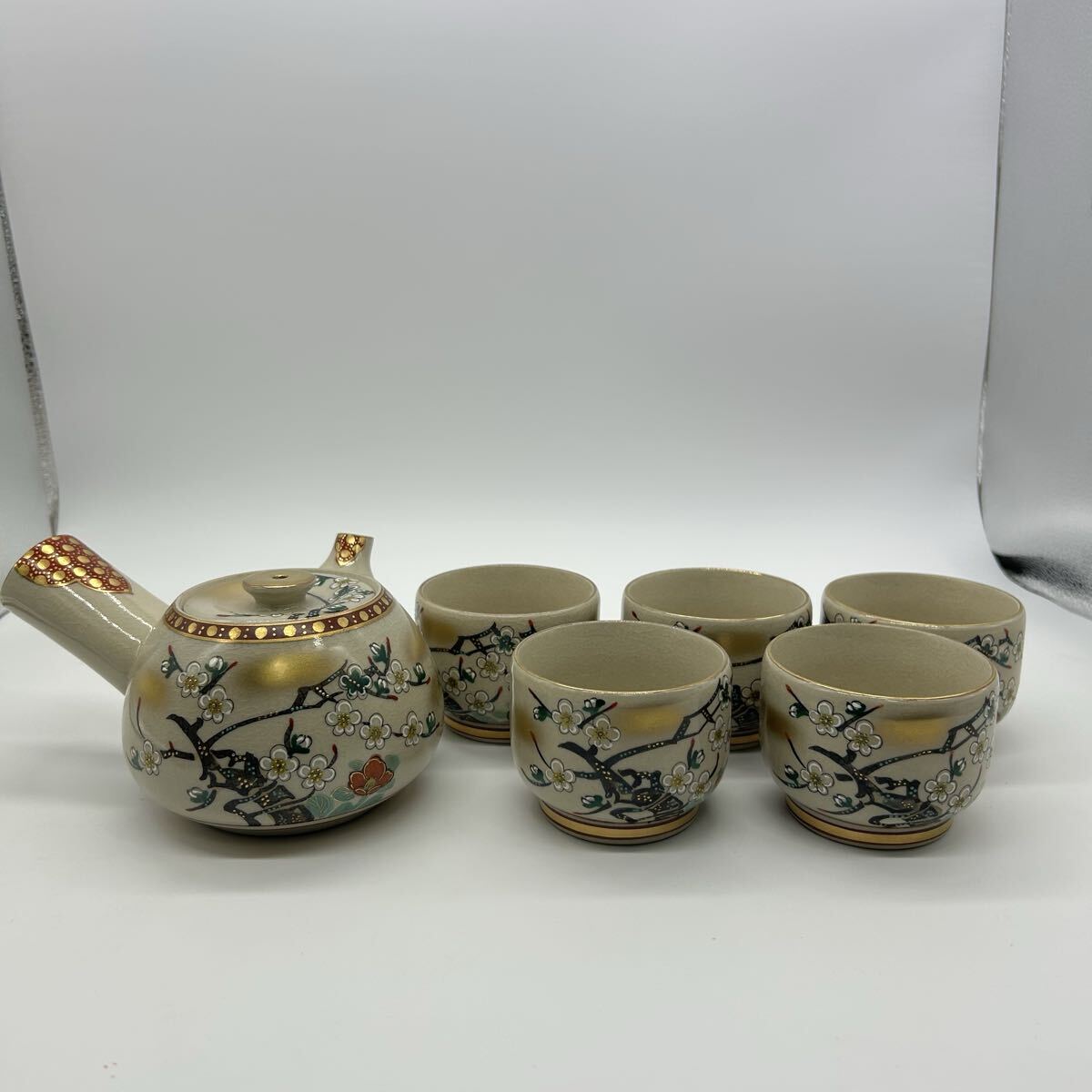 九谷焼 九谷錦玉 急須 湯呑 茶器揃 金彩 茶器 茶器セット 陶器 エ5-1拍卖