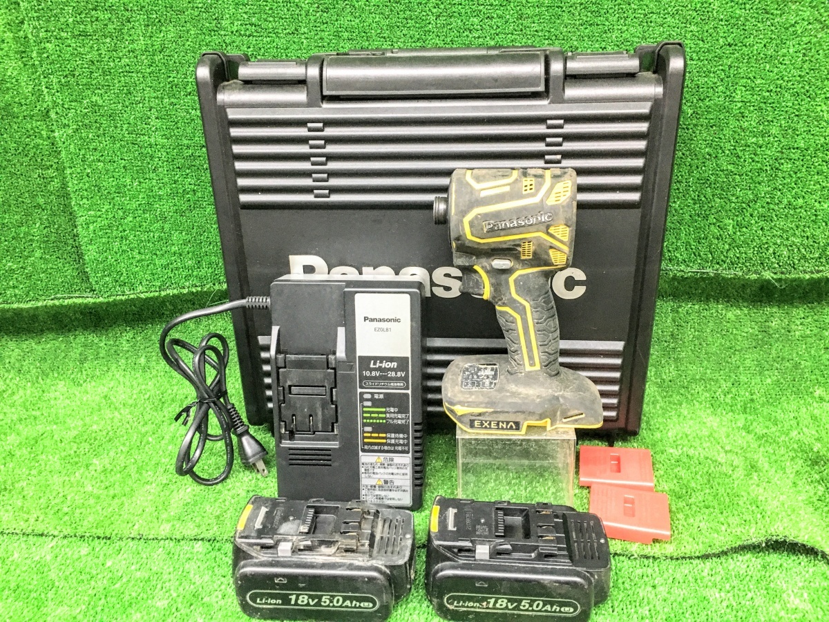 中古品 Panasonic パナソニック EXENA エグゼナ 18V 5.0Ah 充電インパクトドライバー EZ1PD1J18D-Y イエロー ※バッテリ2個+充電器セット拍卖