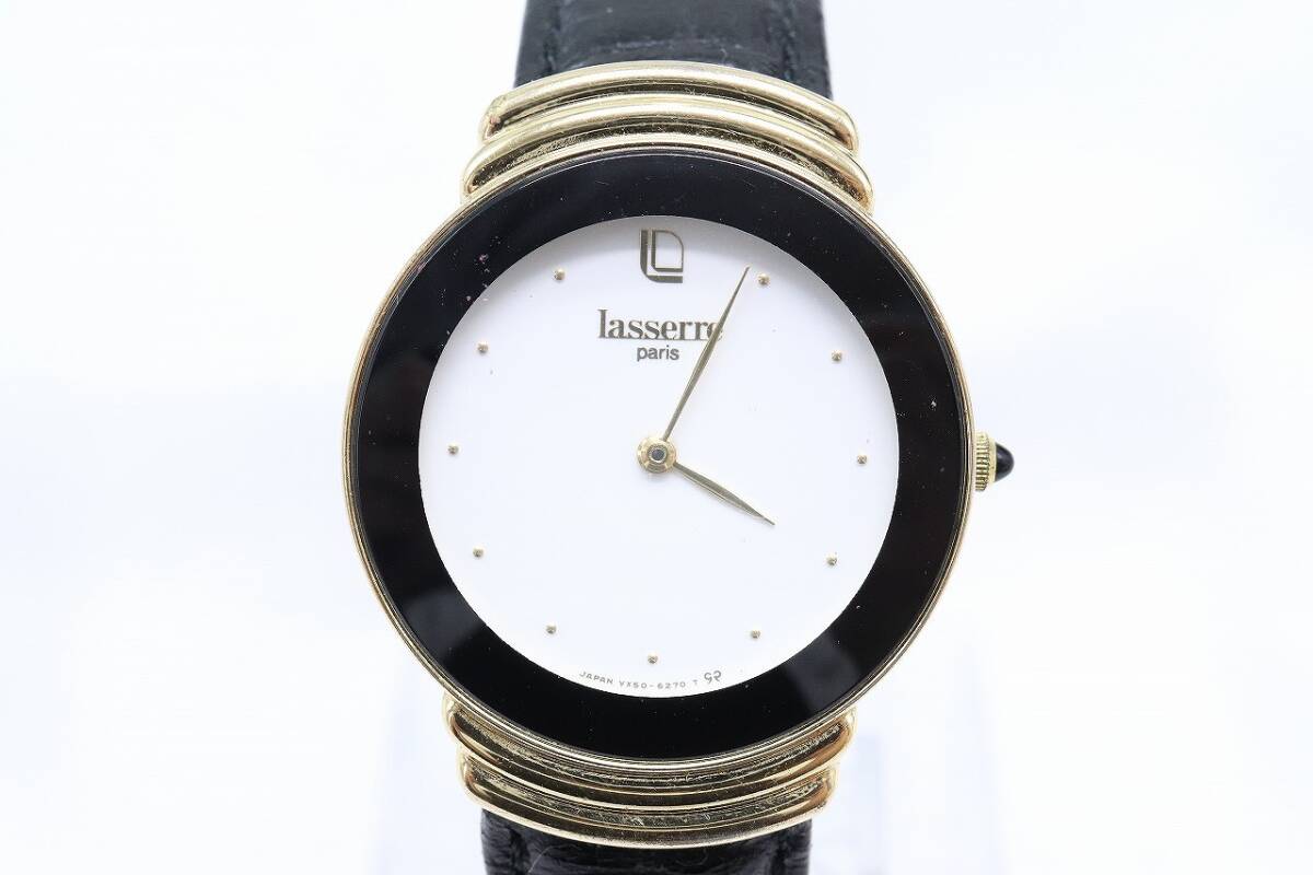 【W261-123】動作品 電池交換済 lasserre ラサール 2針 腕時計 革ベルト メンズ【送料全国一律185円】拍卖