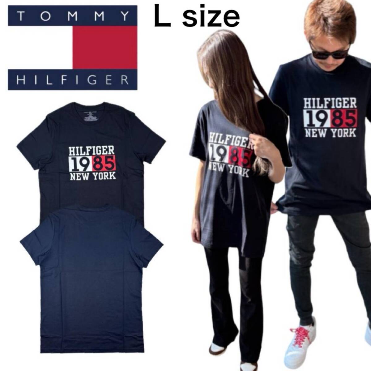 トミーヒルフィガー トップス 半袖 Tシャツ 09T4465 ネイビー Lサイズ クルーネック メンズ レディース TOMMY HILFIGER S/S CREW NECK 新品拍卖