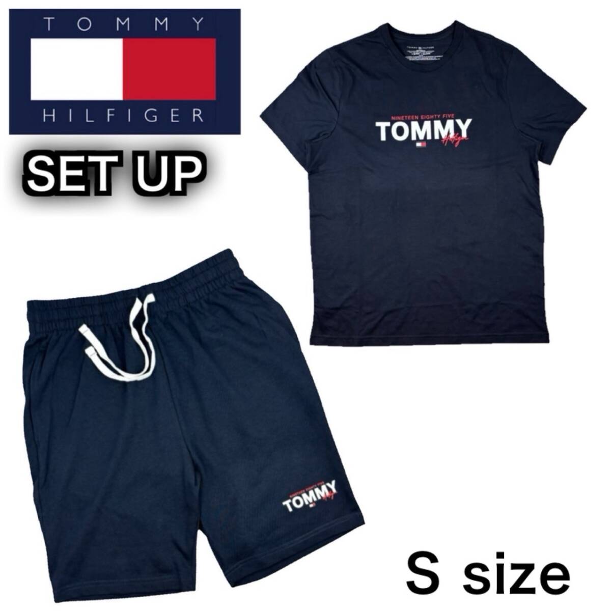 トミーヒルフィガー セットアップ 09T4509/09T4501 ネイビー Sサイズ トップス 半袖Tシャツ ボトムス ハーフパンツ 部屋着 2点セット 新品拍卖