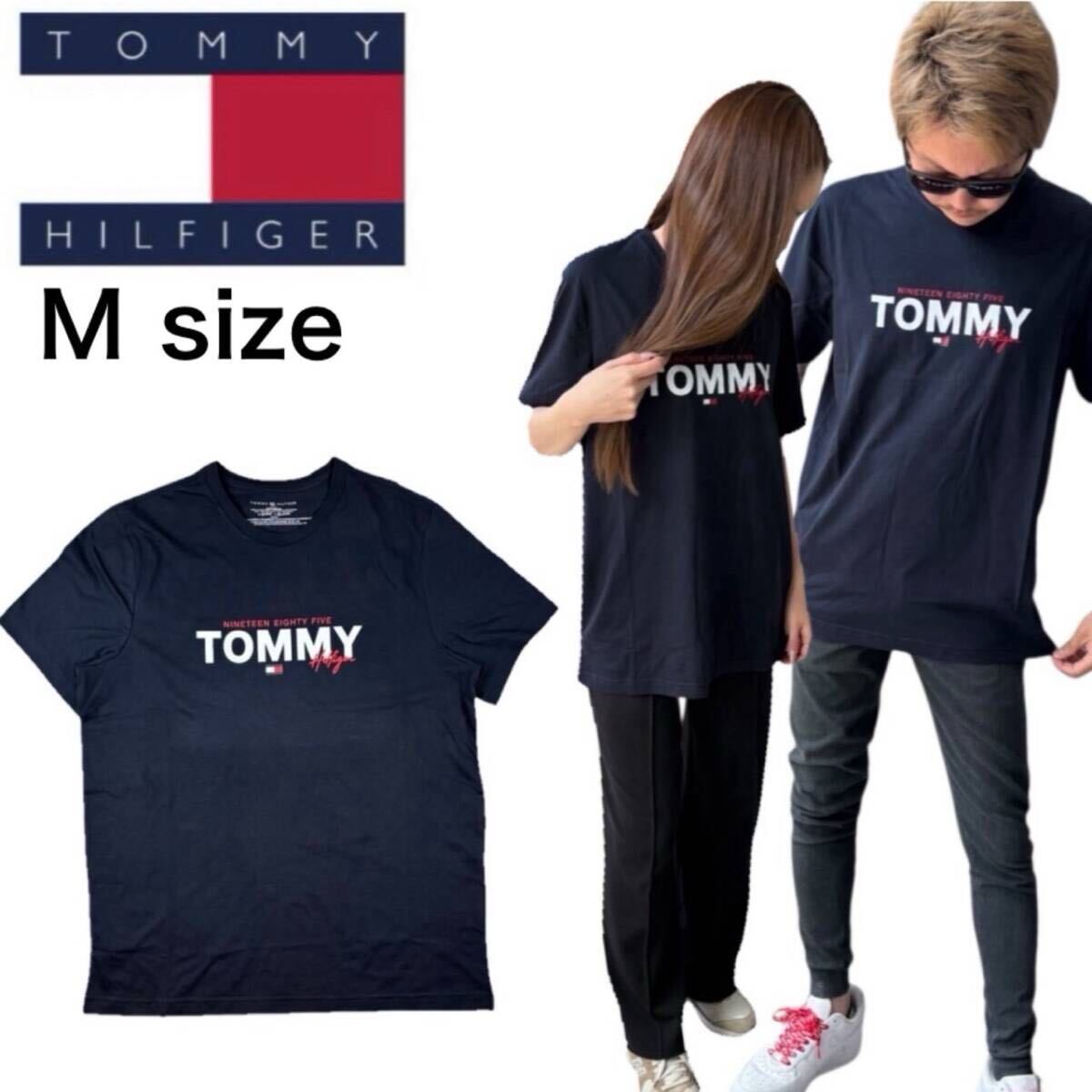 トミーヒルフィガー トップス 半袖 Tシャツ 09T4509 ネイビー Mサイズ クルーネック メンズ レディース TOMMY HILFIGER S/S CREW NECK 新品拍卖