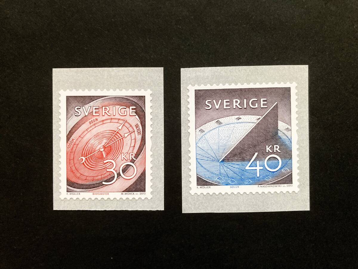 外国切手: スウェーデン切手 「空間と時間を測定する」(気圧計と日時計)2種完 未使用拍卖