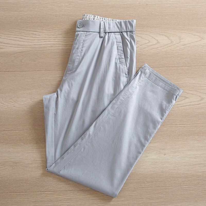 T3990-XL 灰 新品 テンセル コットン サマー ロング パンツ イージーパンツ ゴムウエスト 薄手 メンズ 春夏 カジュアル アンクルパンツ拍卖