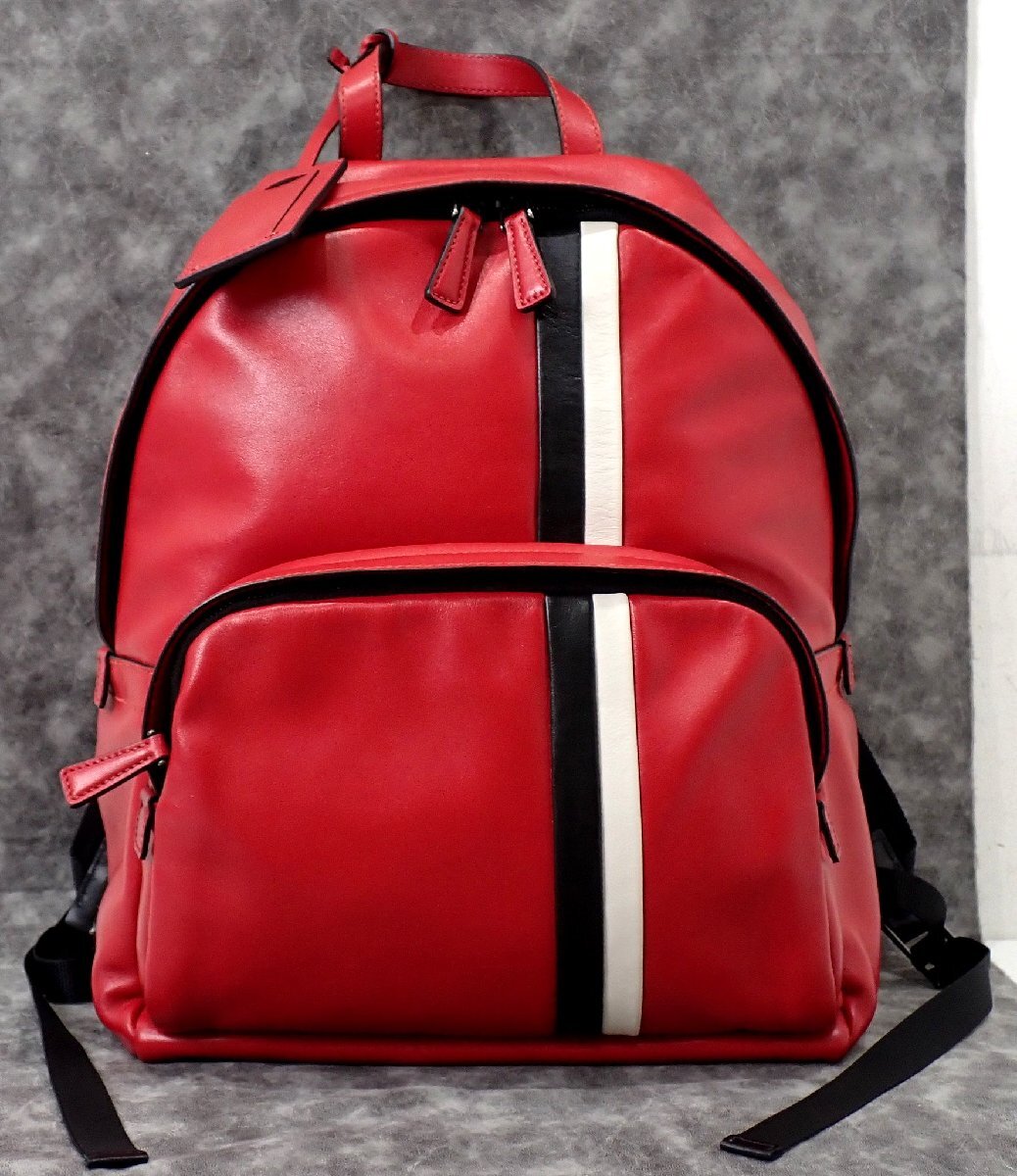 レザー!美品 プラダ 2VZ066 三角ロゴ トライアングルロゴ リュック レッド バックパック ボディバッグ 2078拍卖