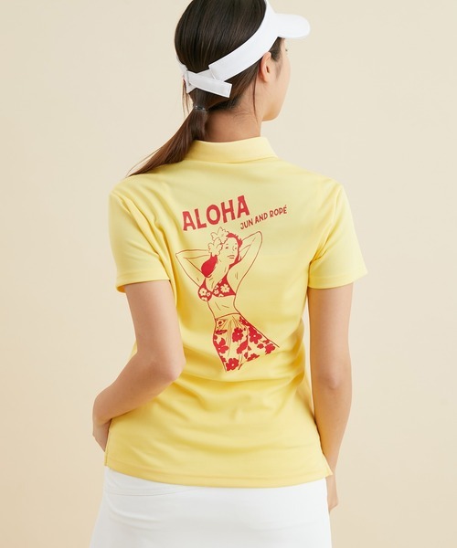 「JUN&ROPE'」 半袖ポロシャツ L イエロー レディース拍卖