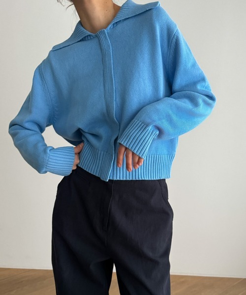 「CANAL JEAN」 「El mar」ニットカーディガン ONE SIZE サックスブルー レディース拍卖