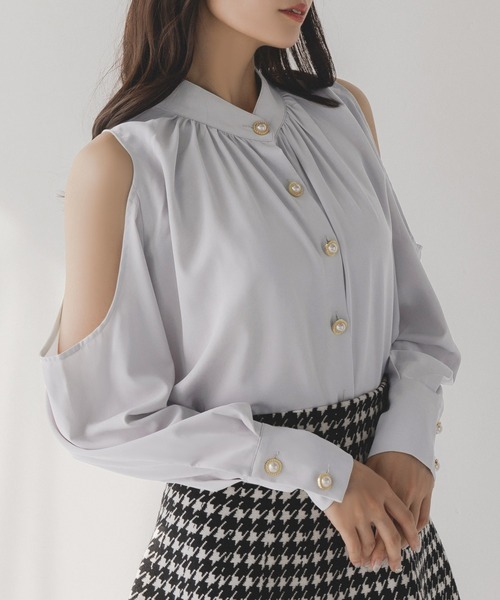 「JULIA BOUTIQUE」 長袖ブラウス ONE サックスブルー レディース拍卖