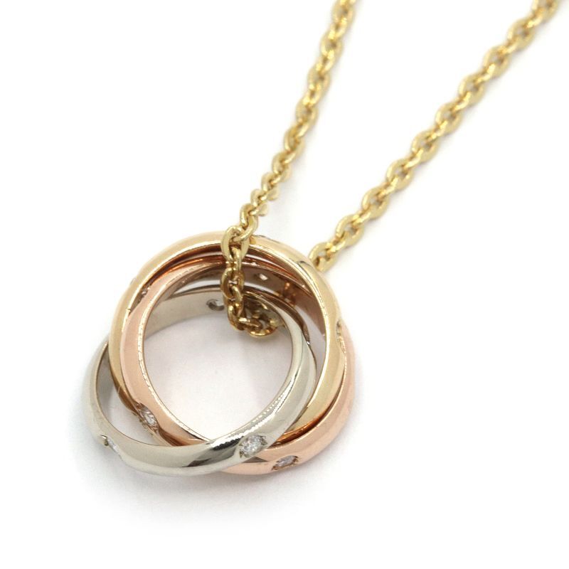カルティエ ベビートリニティネックレス K18YG K18WG K18PG ダイヤモンド ペンダント スリーカラーゴールド 地金約4.6g 中古 送料無料拍卖