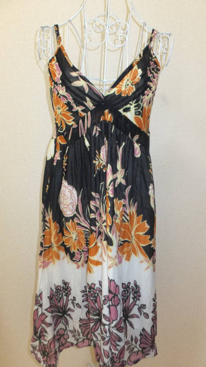 ★BON BONANZA★Ladies Floral Dress size M レディースドレス ノンスリーブワンピースサイズM USED IN JAPAN 花柄 バスト79-87拍卖