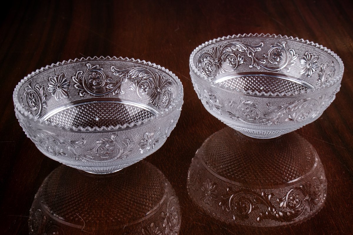 【うつわ】 バカラ アラベスク スモールボール 2点 径11.8cm クリスタルガラス E1971B 茶道具 古美術 骨董 古玩 日本料理 懐石拍卖