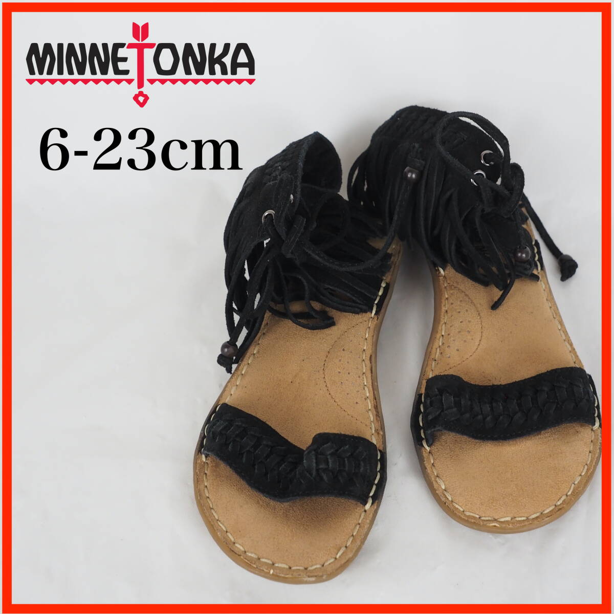 OK4221*Minnetonka*ミネトンカ*レディースサンダル*6-23cm*黒拍卖