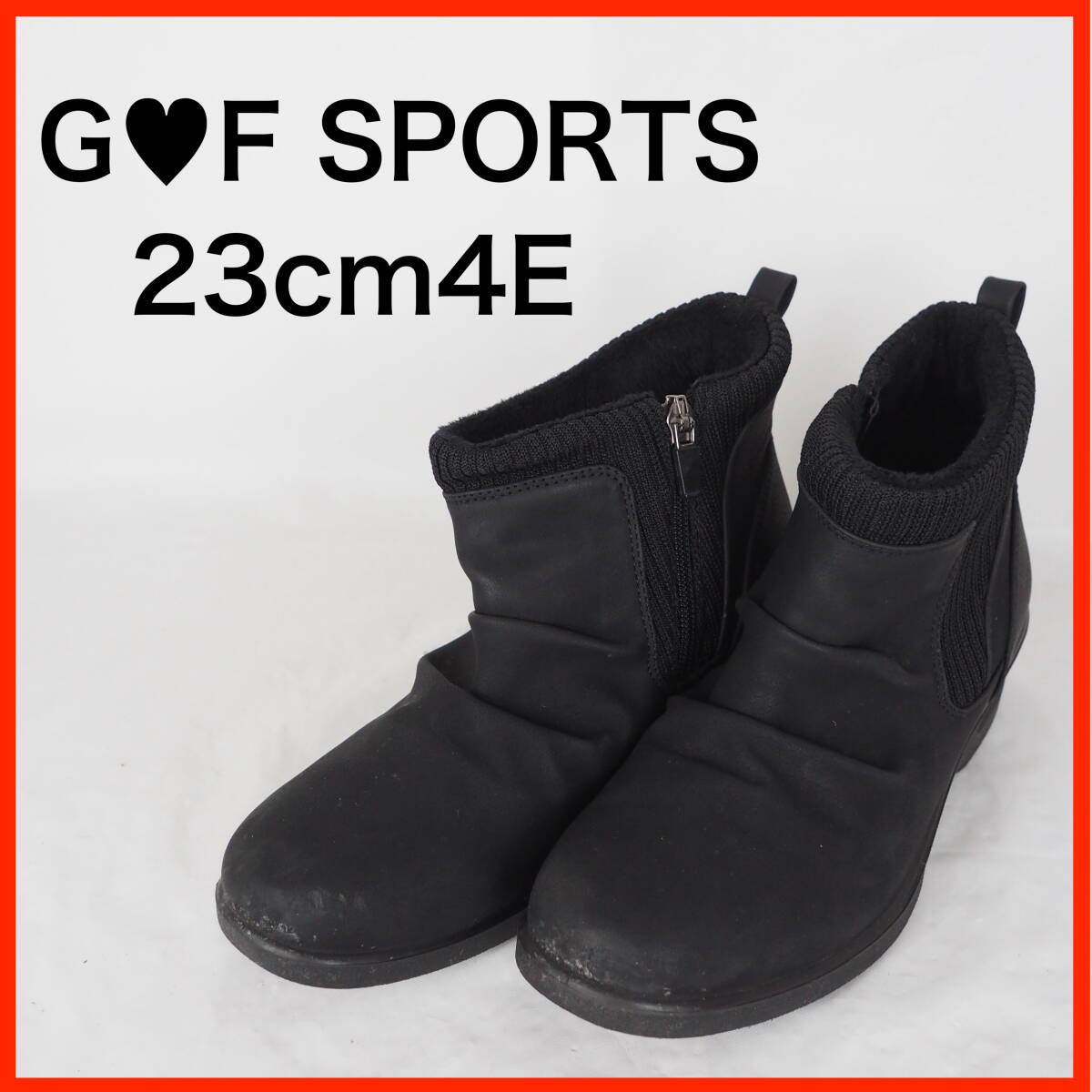 ★100円スタート★GB0305*GFSPORTS*ゴールデンフット*レディースショートブーツ*23cm4E*黒拍卖