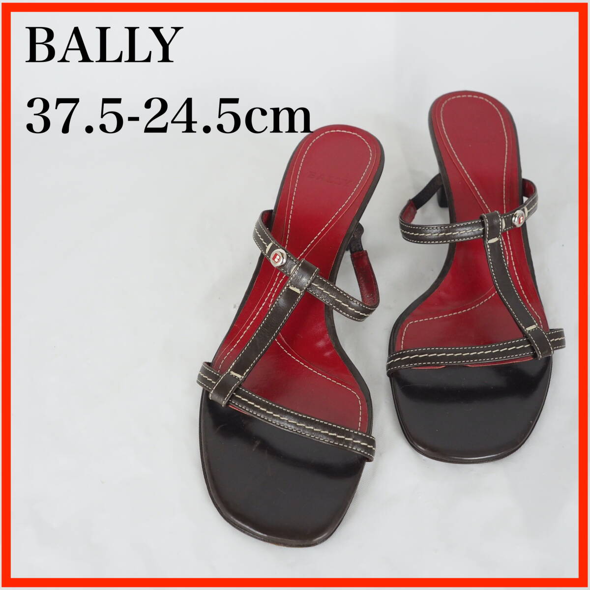 ★100円スタート★OK4754*BALLY*バリー*レディースサンダル*37.5-24.5cm*茶拍卖