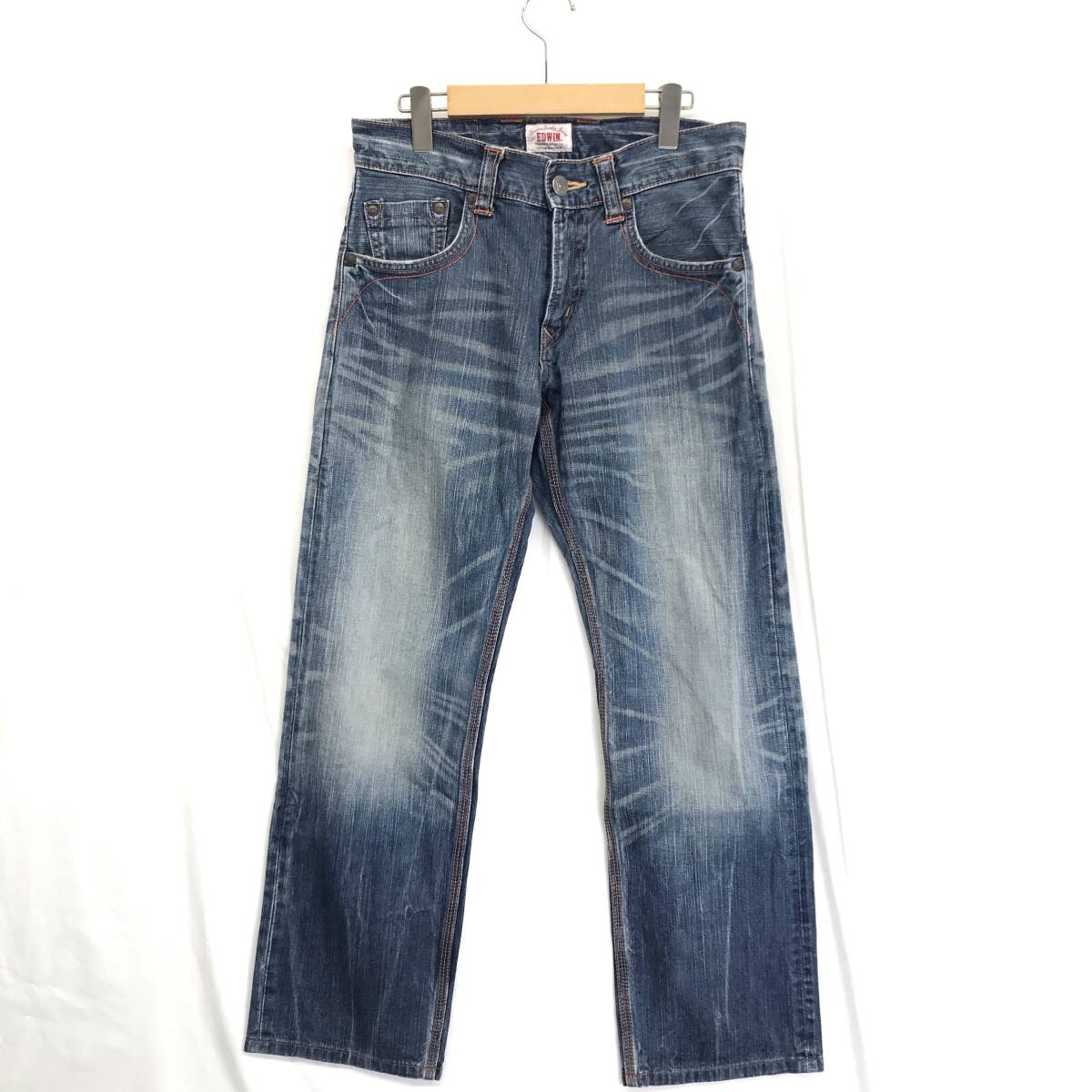 JZ0549★EDWIN : 424XVS ヴィンテージ加工 デニムパンツ★30★インディゴブルー エドウィン拍卖