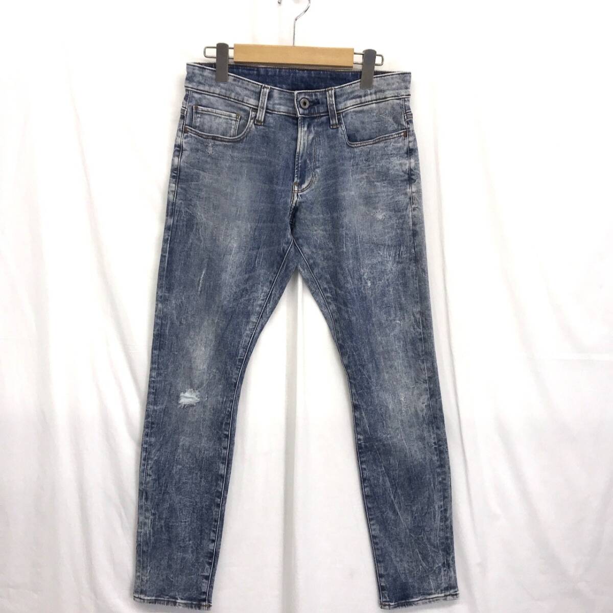 JZ0573★G-STAR RAW : 3301 DECONSTRUCTED SUPER SLIM★27★インディゴブルー ジースターロウ スーパーストレッチデニムパンツ拍卖