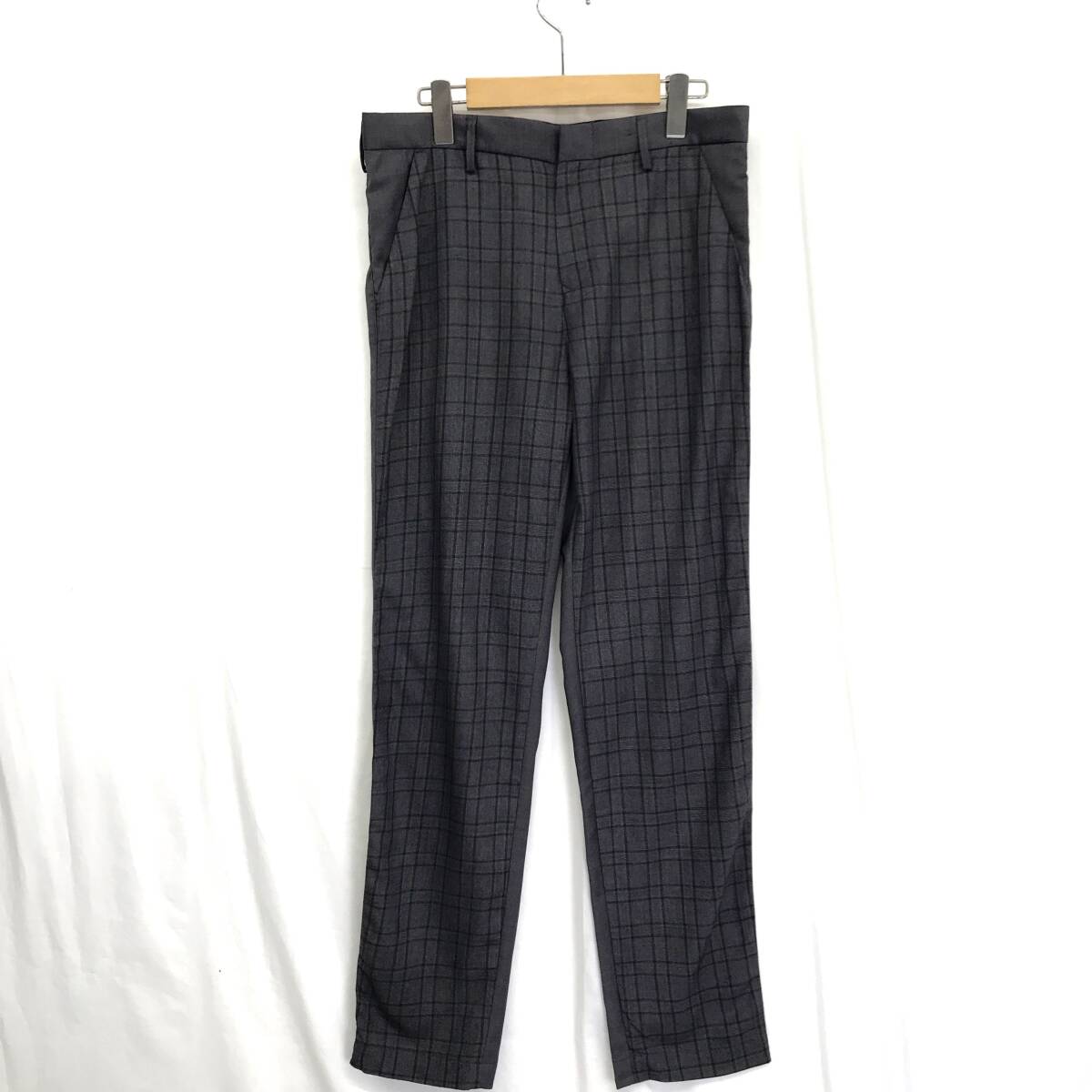 JZ0578★Johnbull : 前後切替 トラウザーズパンツ★L★グレー系 チェック柄 ジョンブル拍卖