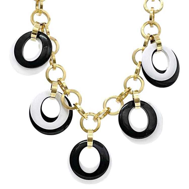 マルニ ネックレス ec-23620 ブラック ホワイト ゴールド 美品 メタル プラスチック 中古 MARNI チェーン拍卖