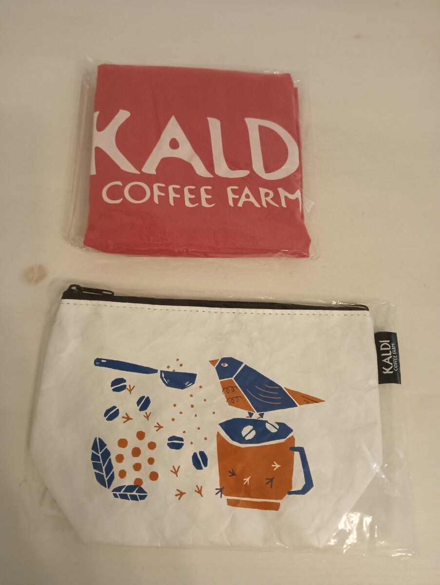 カルディ 2点セット コットンエコバッグ(スモーキーピンク)とオリジナルクラフトポーチ KALDI拍卖