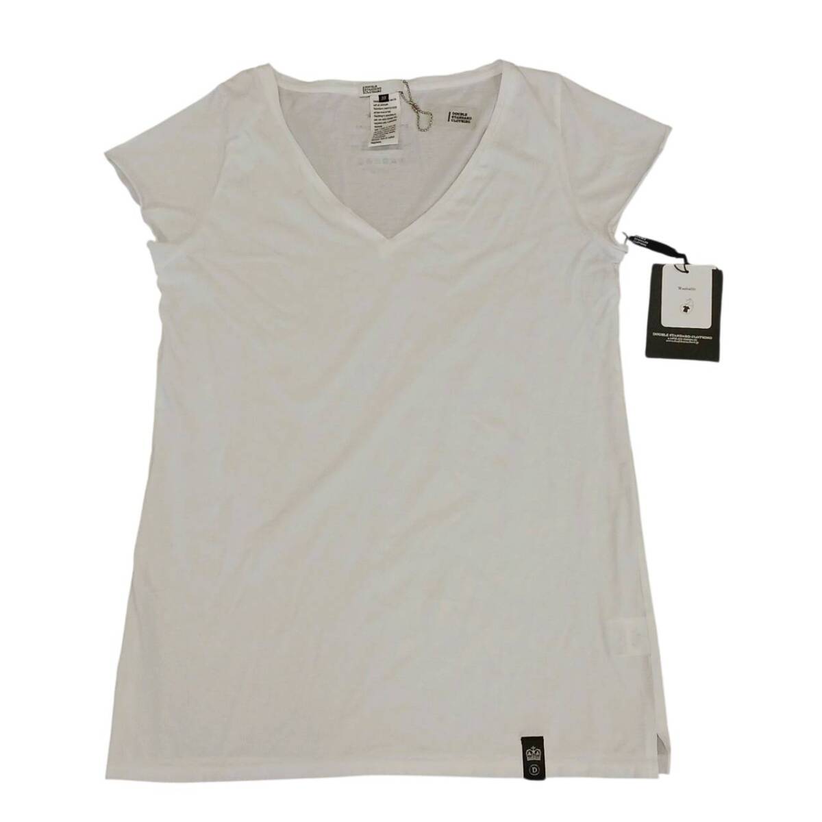 未使用品 38 DOUBLE STANDARD CLOTHING Tシャツ カットソー ホワイト Vネック 半袖 袖切りっぱなし 超薄手 ts3270拍卖
