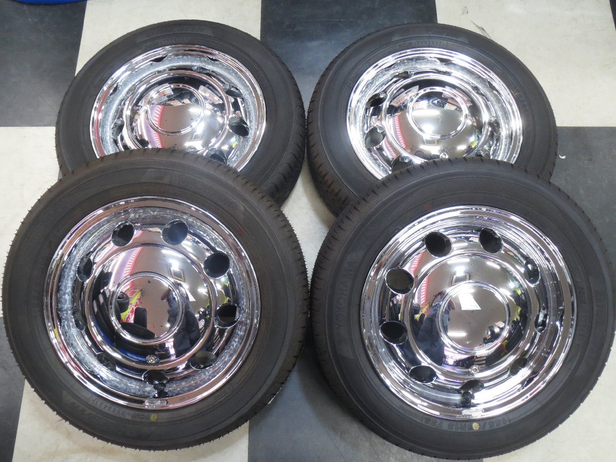 DCENTI STW470 13インチ ラパン セルボ 4.5J +43 4H100 中古 21年製 YOKOHAMA BluEarth AE-01 155/65R13 新品 USDM メッキホイール拍卖