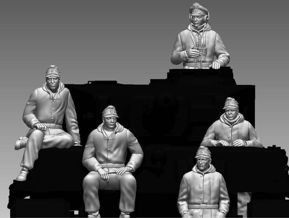 1/72 レジンキット 未塗装 WWⅡ ドイツ軍 重戦車兵士フィギュア5体 冬季装備 250312拍卖