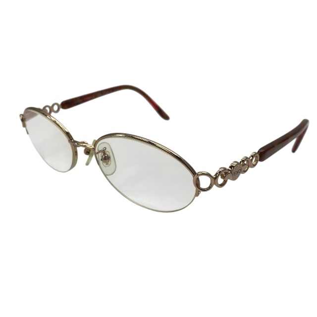 FENDI フェンディ VL031J FF0180/S 52□17 135 ヴィンテージ 度入り 眼鏡 メガネ 老眼鏡 アイウェア ロゴ ゴールド レッド拍卖