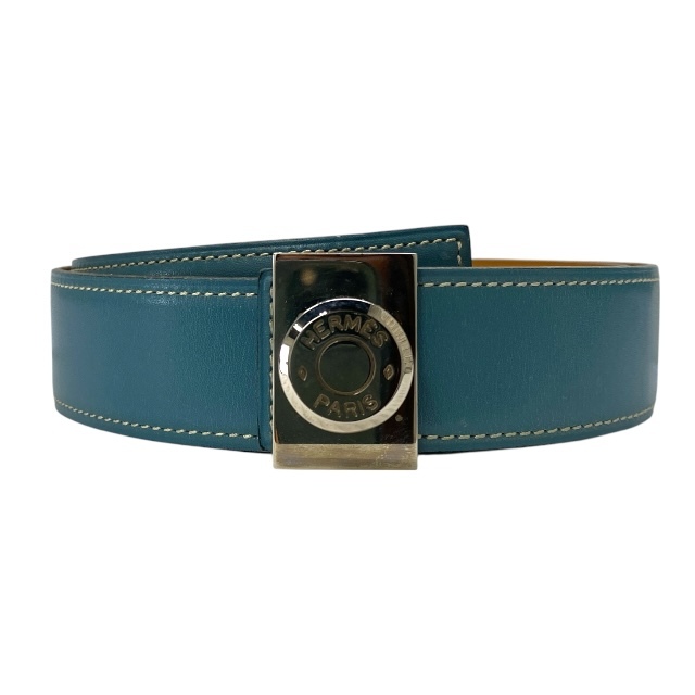 HERMES エルメス セリエ ベルト レザー ブルージーン ブラウン シルバー金具【サイズ80】□B刻拍卖