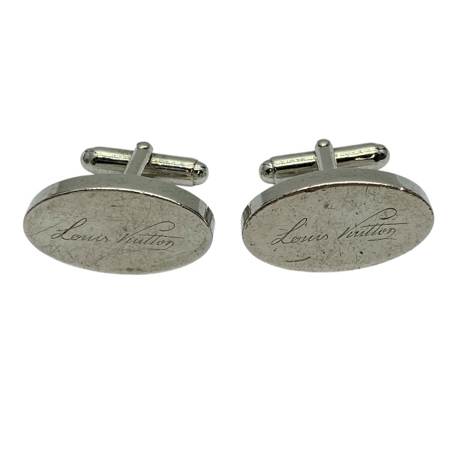 LOUIS VUITTON ルイヴィトン カフス カフリンクス アクセサリー ロゴ メタル 筆記体 SV925 シルバー拍卖