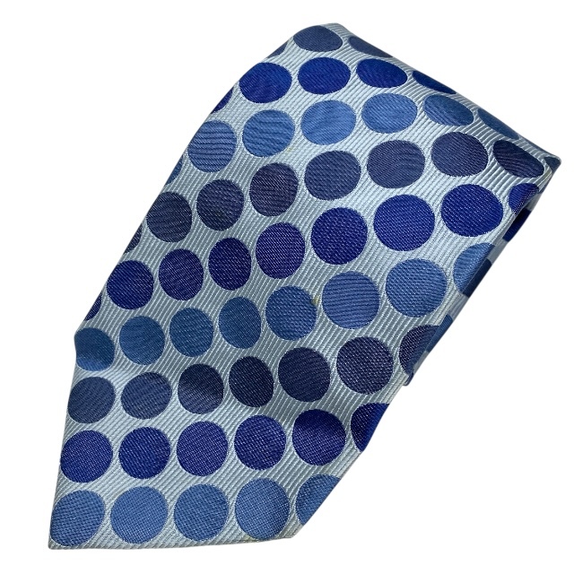 GUCCI グッチ ネクタイ ドット柄 水玉 ストライプ ロゴ シルク ブルー ネイビー拍卖