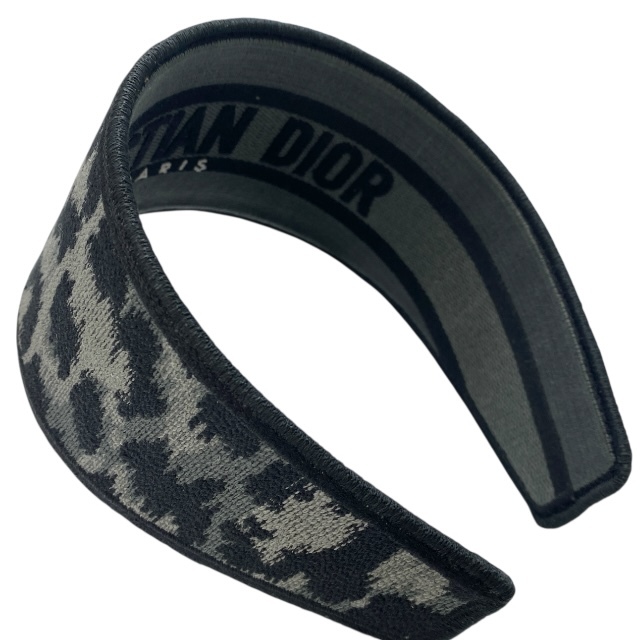 Christian Dior クリスチャンディオール オブリーク カチューシャ ヘアバンド ヘアアクセサリー レオパード グレー ブラック キャンバス拍卖