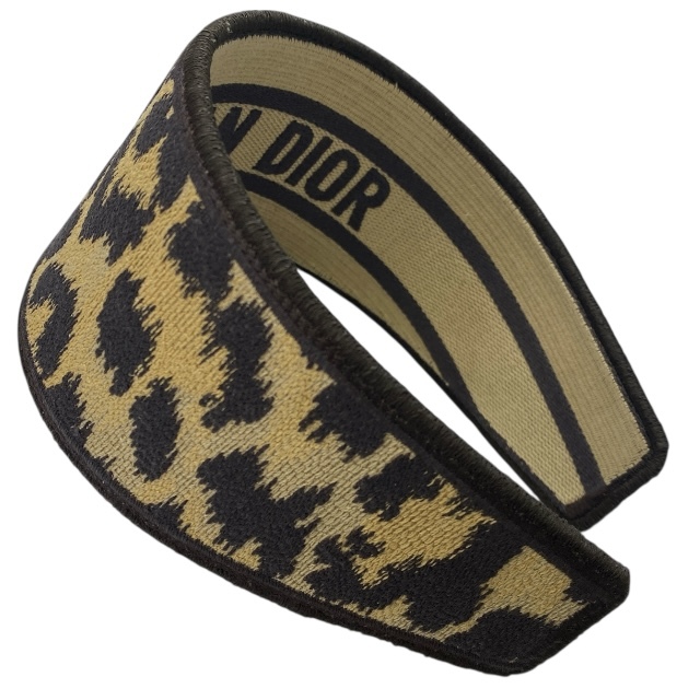 Christian Dior クリスチャンディオール オブリーク カチューシャ ヘアバンド ヘアアクセサリー レオパード ブラウン キャンバス拍卖