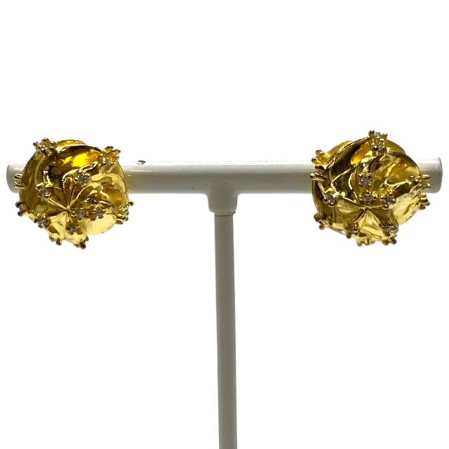 BOTTEGA VENETA ボッテガヴェネタ スターリングシルバー スタッドピアス フラワー ag925 キュービックジルコニア ゴールド拍卖