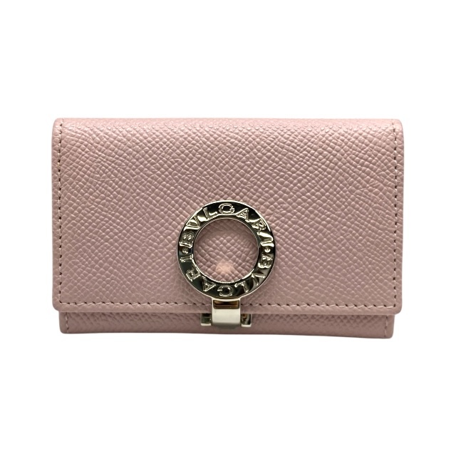 BVLGARI ブルガリ 33750 ブルガリブルガリ ロゴクリップ コインケース コインパース 小銭入れ カードケース ライトピンク レザー シルバー拍卖