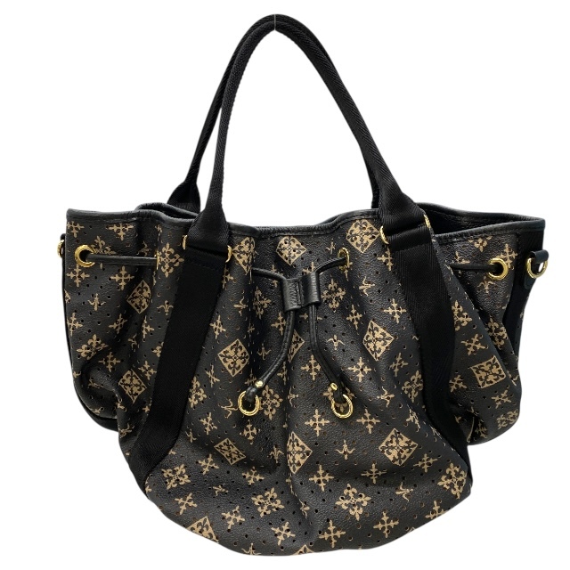 ラシット 2way ショルダーバッグ ハンドバッグ トートバッグ 巾着 バッグ パンチング キャンバス レザー ブラック ブラウン russet拍卖