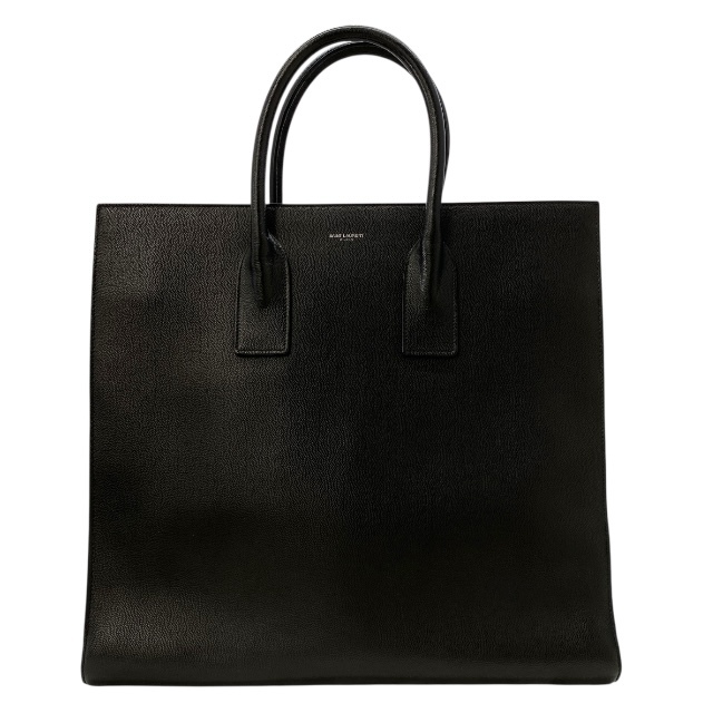サンローラン サックドジュール 縦型 グレインレザー トートバッグ ハンドバッグ ロゴ スクエア ブラック レザー SAINT LAURENT拍卖