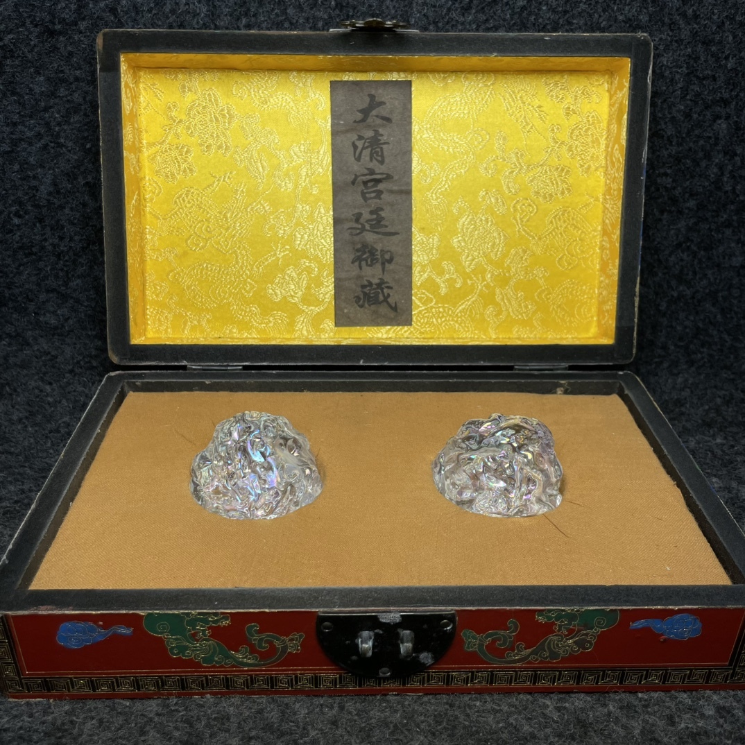 清時代 宮廷御藏 古宝石彫 隕石 白宝石 手球 手把件 置物 時代物 古董品 骨董 旧家蔵出 唐物 中国古玩 古美術拍卖