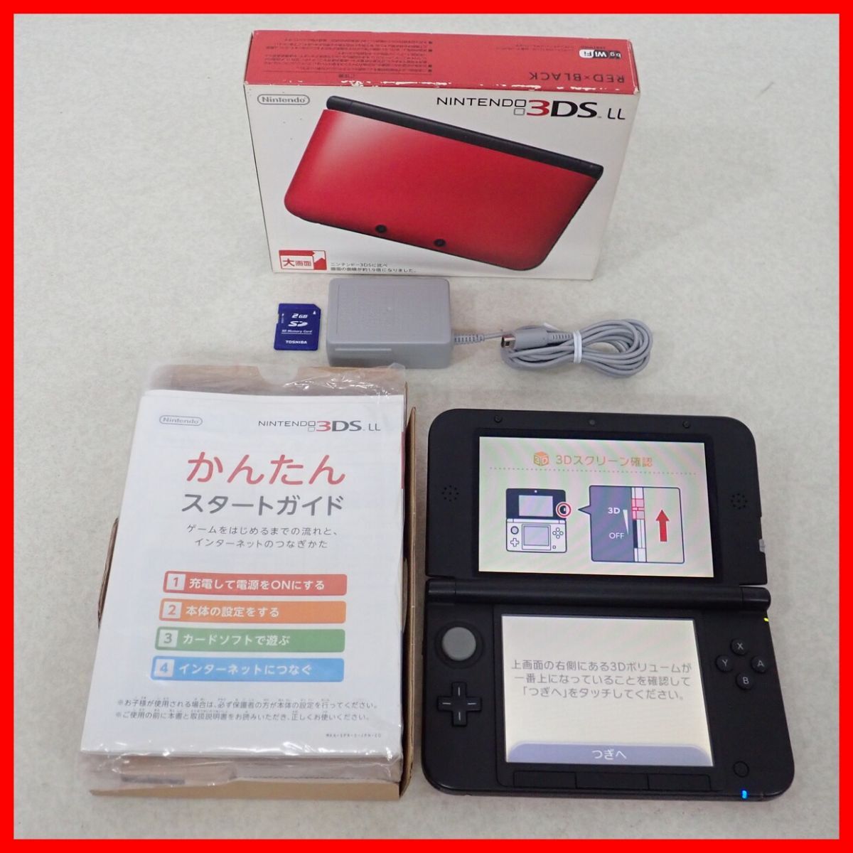 動作品 ニンテンドー3DSLL 本体 SPR-001 レッド×ブラック Nintendo 任天堂 箱説付 即決【10拍卖