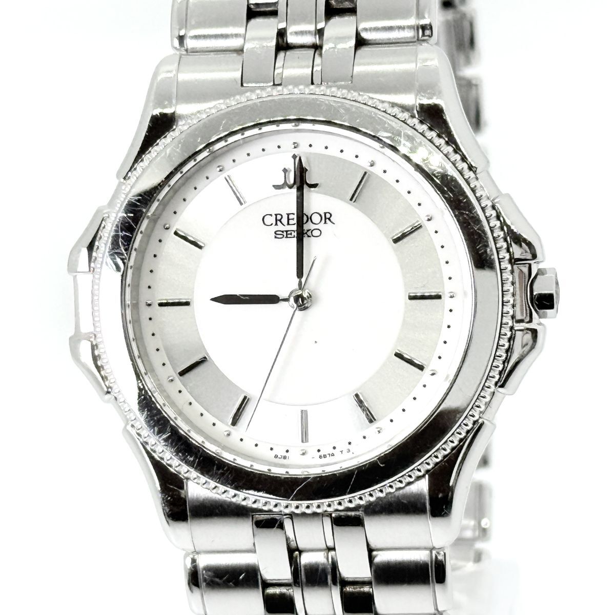 T6462 不滅の人気時計 SEIKO セイコー パシフィーク クレドール 18KT SS クォーツ メンズ 腕時計 白文字盤 純正SSベルト 8J81-6A20拍卖