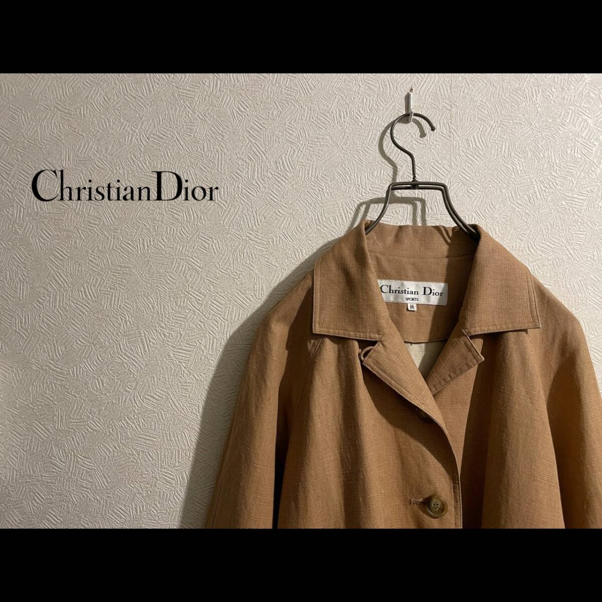 ◯ Vintage Christian Dior リネン × コットン ステンカラーコート / クリスチャン ディオール フレア ベージュ M Ladies #Sirchive拍卖