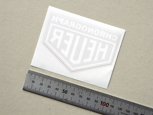 ホイヤー・クロノグラフ ウィンドーステッカー 1960年代~1985年 透明フィルム 内貼り 8.2cm拍卖