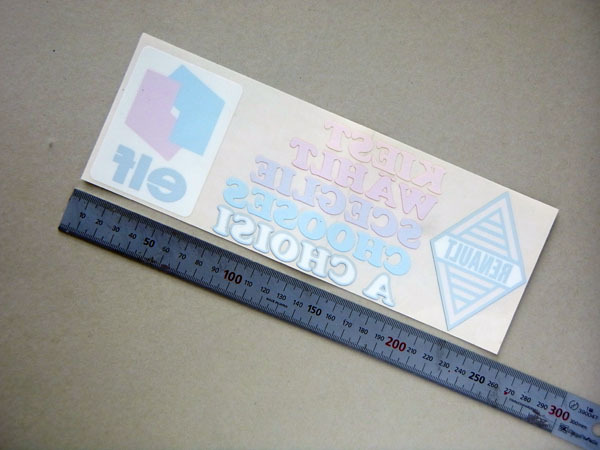 ルノー・エルフ リアウィンドーステッカー 1968年~1972年頃 5ヵ国語仕様 大 透明 内貼り拍卖