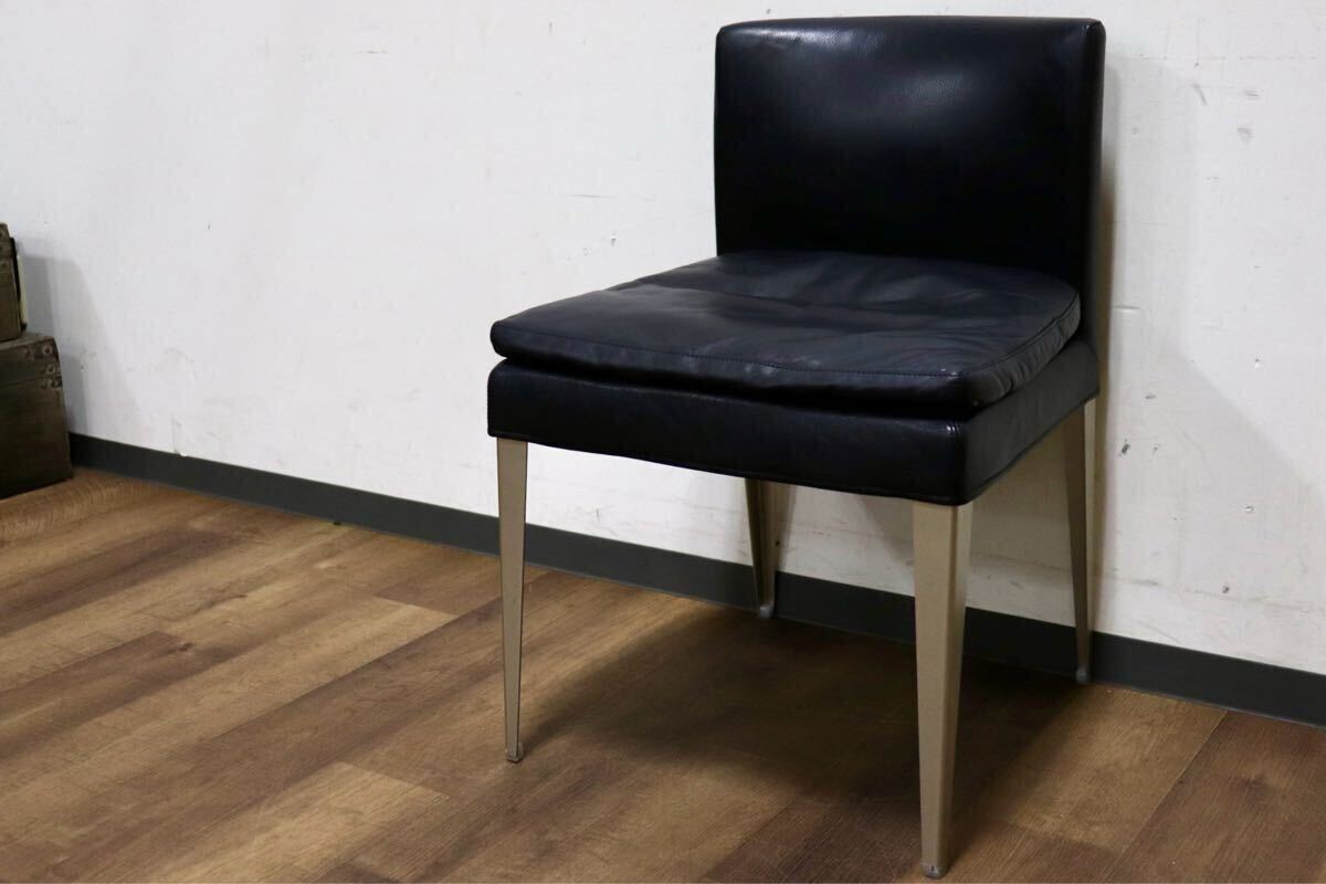 GMIK252A○B&B ITALIA MAXALTO EUNICE ダイニングチェア 椅子 レザー ブラック アントニオ・チッテリオ イタリアモダン 定価28.5万〜拍卖