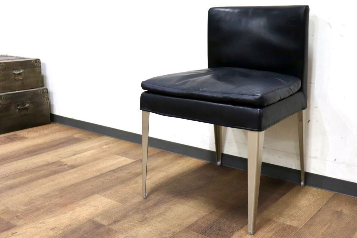 GMIK252C○B&B ITALIA MAXALTOEUNICE ダイニングチェア 椅子 レザー ブラック アントニオ・チッテリオ イタリアモダン 定価28.5万~拍卖