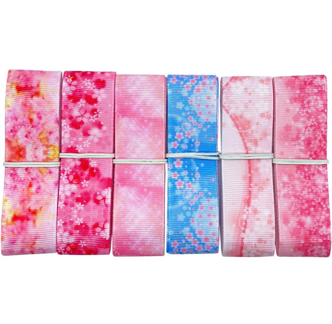 K059 和柄 和風 グログラン リボン 桜霧 6種類セット 手芸 着物拍卖