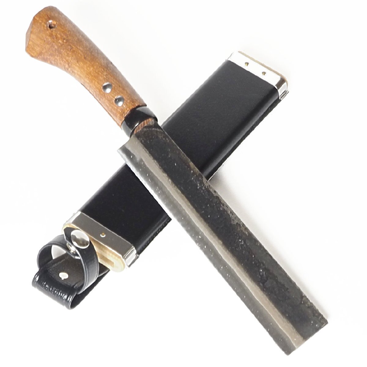 竹割り鉈 白紙 刃長18cm 両刃 ケース付 腰鉈 枝打ち 伐採 薪割り キャンプ アウトドア 日本製 土佐打刃物拍卖