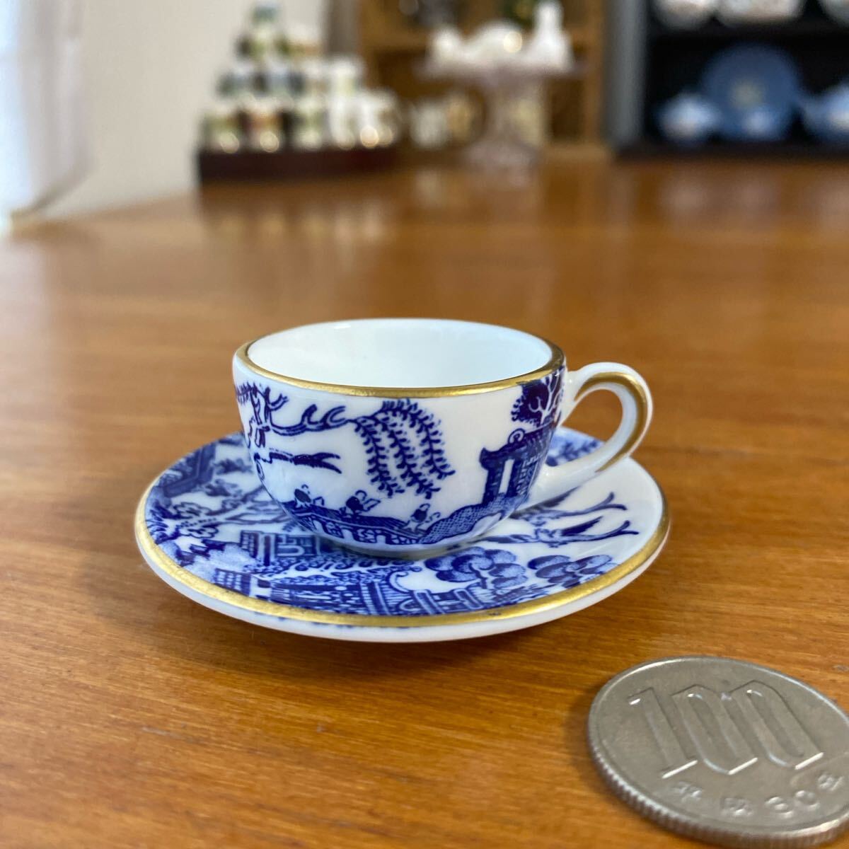 コールポート ブルーウィロー ミニチュア カップ ソーサー ブルーホワイト 英国 ブルーホワイト拍卖
