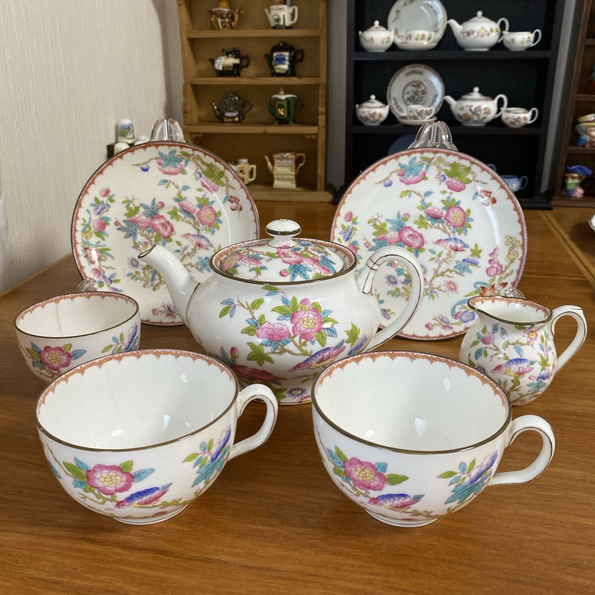 希少 オールドミントン カッコー カッコウ エナメルペイントの美しいティーセット シノワズリ 古ミントン拍卖