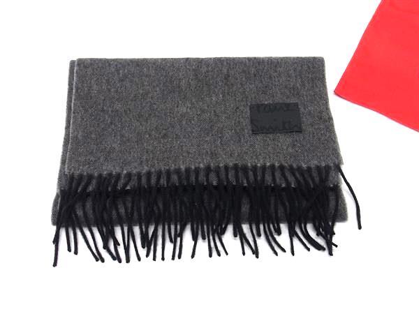 ■新品同様■ Paul Smith ポールスミス ウール×カシミヤ フリンジ マフラー ストール ショール 防寒具 グレー系 FM4096拍卖